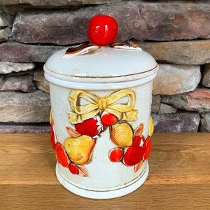 VTG Canister Fruit & Bow Napcoware Pears Apples Lemons Strawberries C-8255